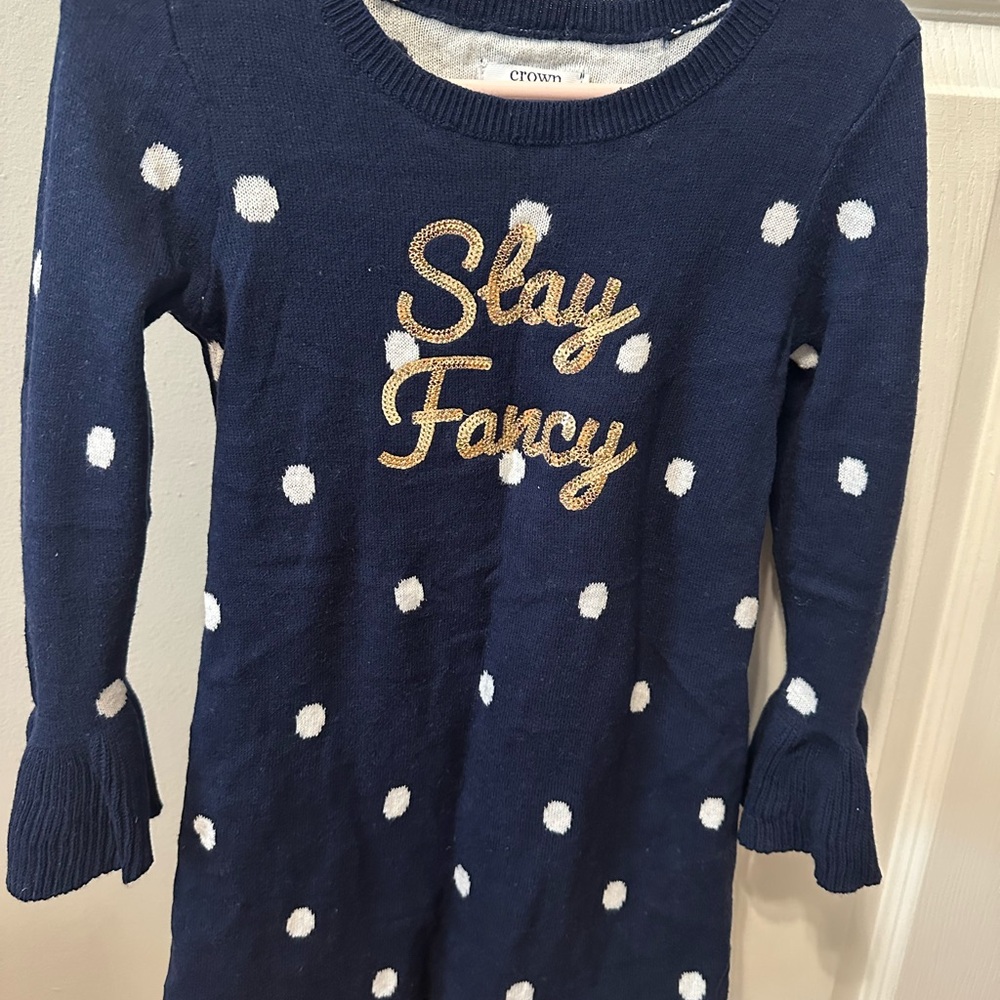 Crown & Ivy Navy Polka Dot Kids Dress